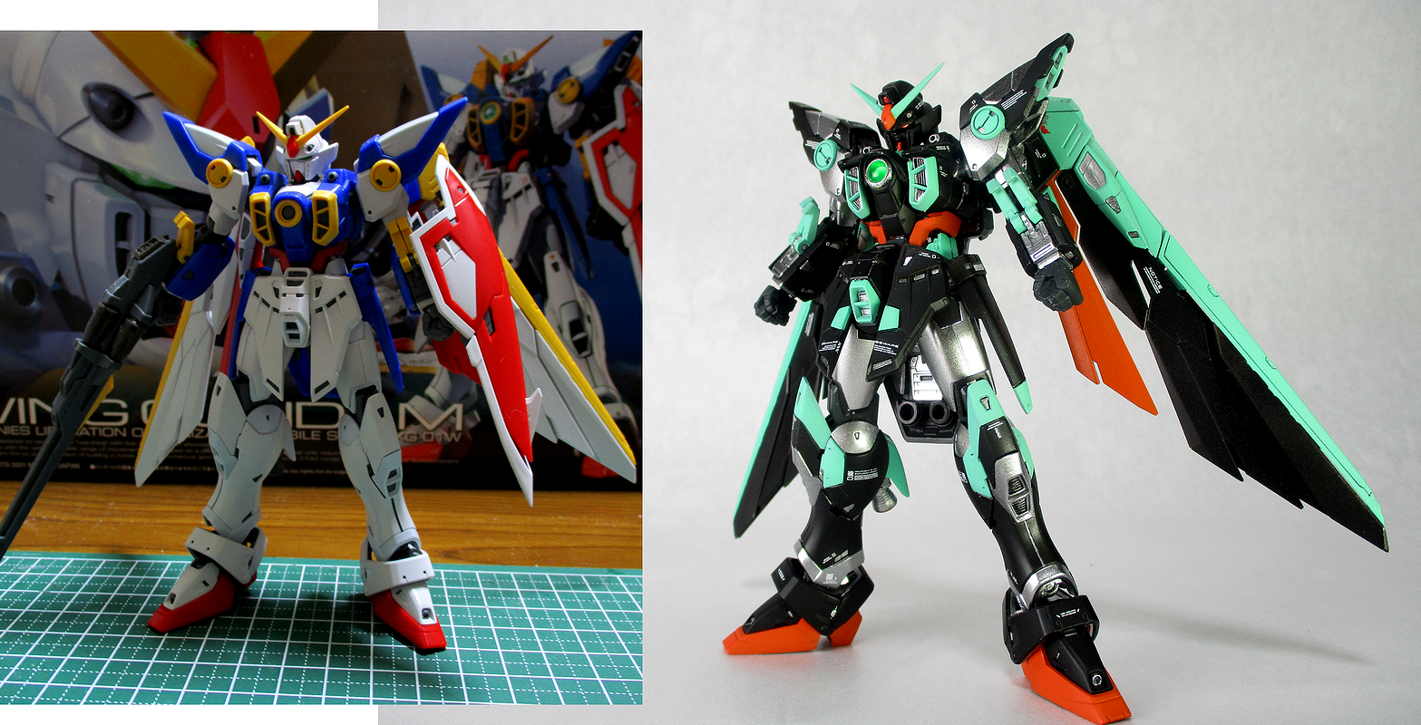 RG 1/144 ウイングガンダム ～漆黒の翼～ 改造改修塗装完成品